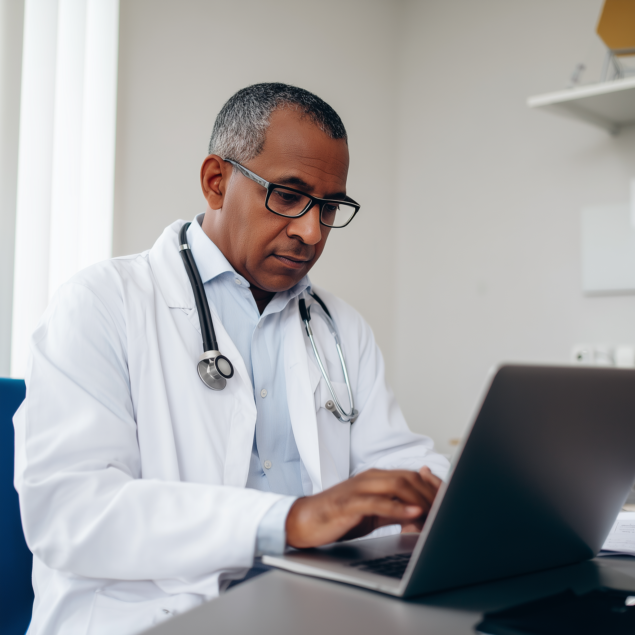 Provider managing patient care on iPhone